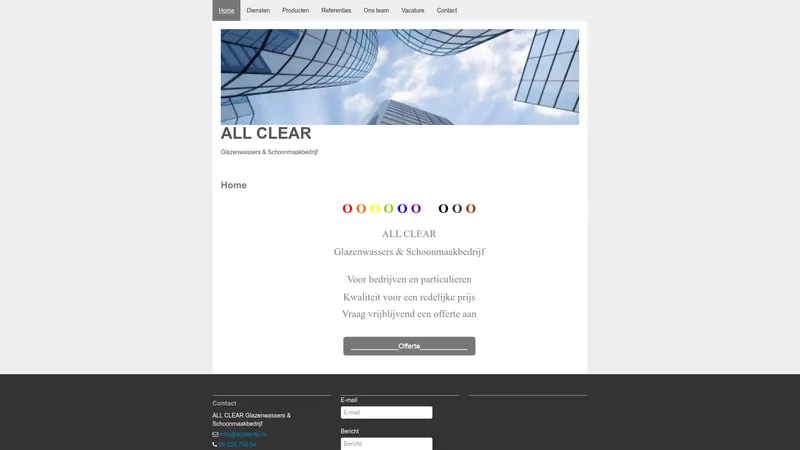 Website van ALL CLEAR