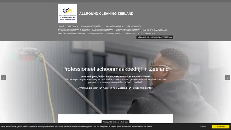 Website van Allround Cleaning Zeeland – Schoonmaak & Glasbewassing