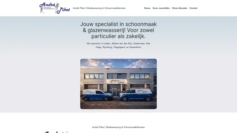 Website van André Piket Schoonmaakdiensten en Glasbewassing