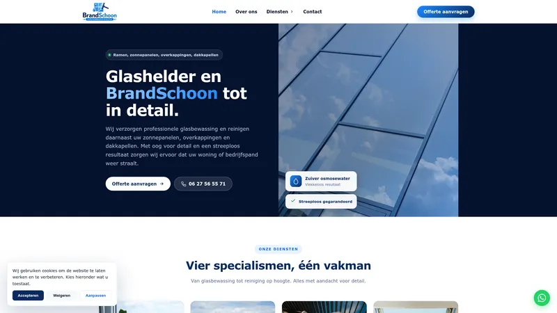 Website van Brandschoon schoonmaakdiensten