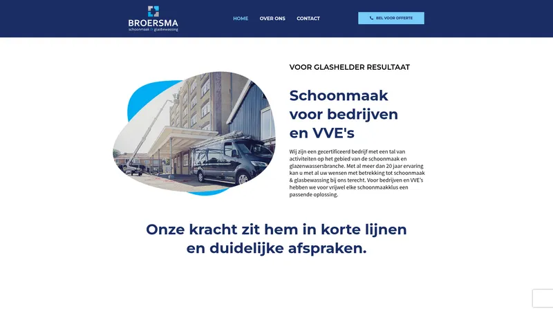 Website van Broersma schoonmaak & glasbewassing