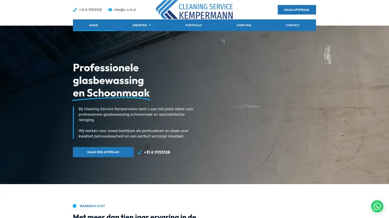 Website van Cleaning service kempermann