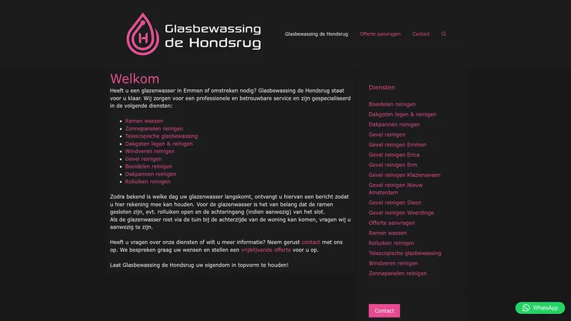 Website van Glasbewassing de hondsrug