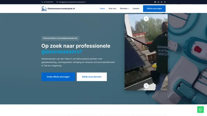Website van Glazenwas en schoonmaakbedrijf Van Der plaat