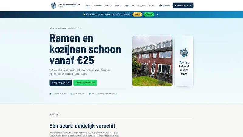 Website van Glazenwasser Assen | Schoonmaakservice L&R