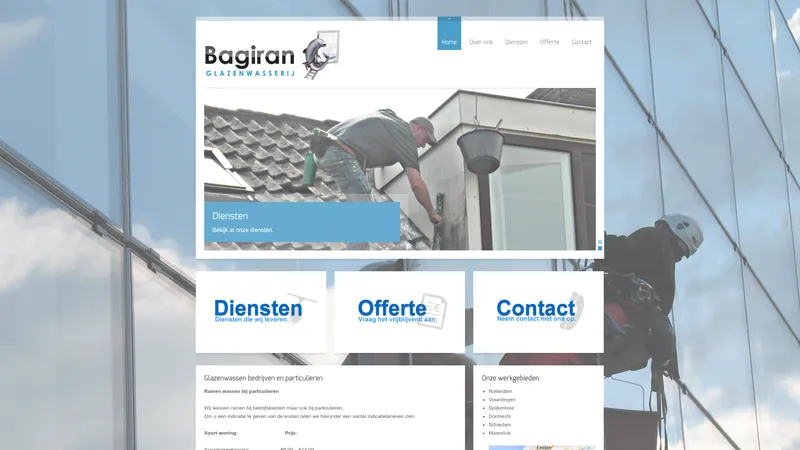 Website van Glazenwasserij Bagiran