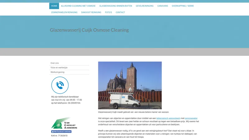 Website van Glazenwasserij Cuijk
