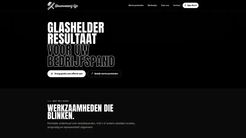 Website van Glazenwasserij Gijs