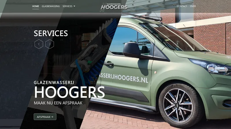 Website van Glazenwasserij Hoogers