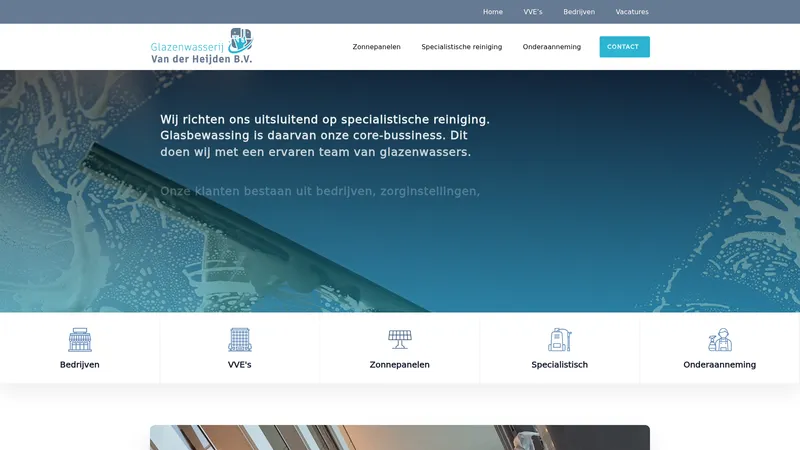 Website van Glazenwasserij van der Heijden
