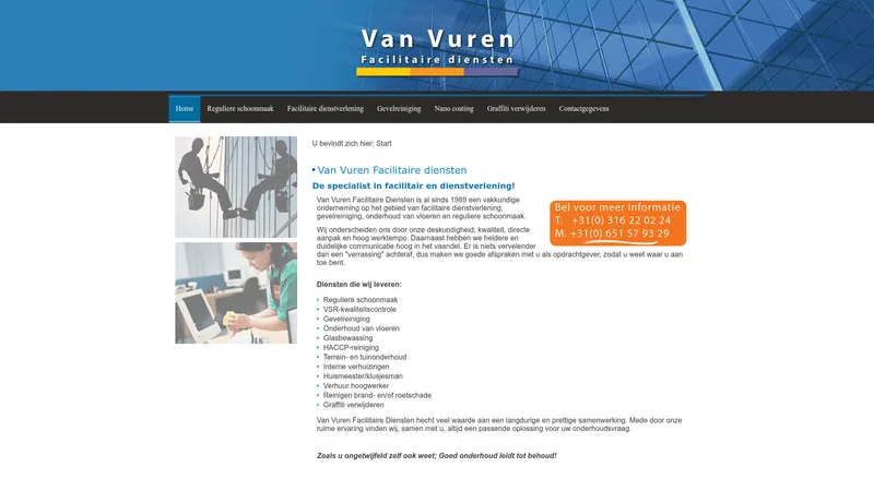 Website van Glazenwassersbedrijf Gilbert