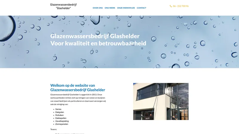 Website van Glazenwassersbedrijf Glashelder