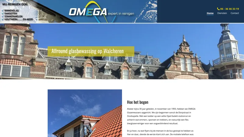 Website van Glazenwassersbedrijf Omega