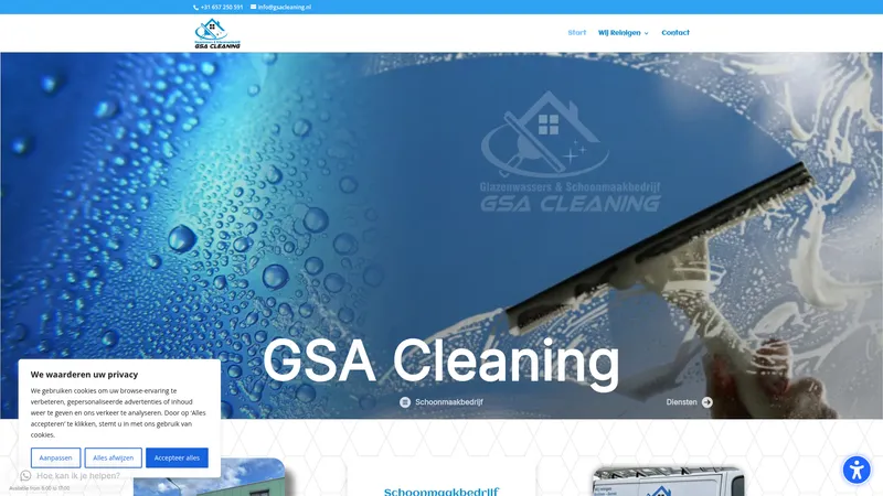 Website van GSA Cleaning - Glazenwasserbedrijf