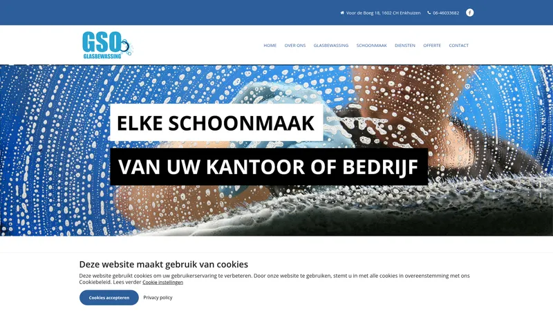 Website van GSO Glasbewassing b.v