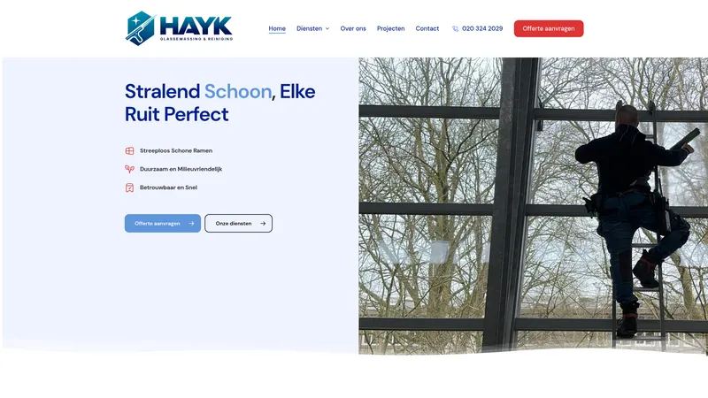 Website van Hayk Glasbewassing & Reiniging