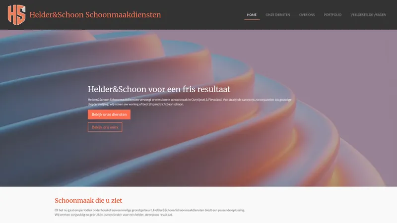 Website van Helder&Schoon Schoonmaakdiensten