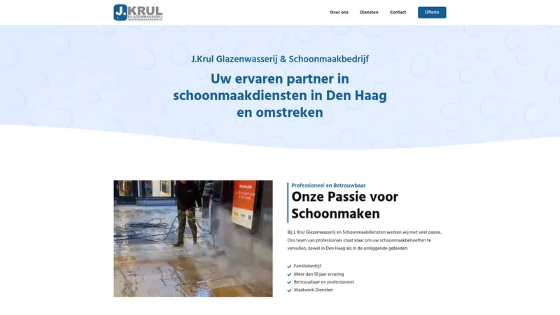Website van J. Krul Glazenwasserij / Schoonmaakbedrijf