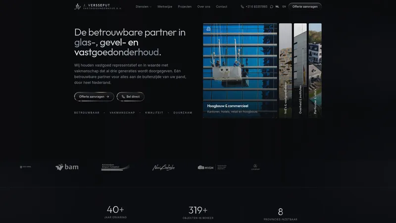 Website van J. Versseput | Glazenwasser Den Haag | Glas- & gevelonderhoud