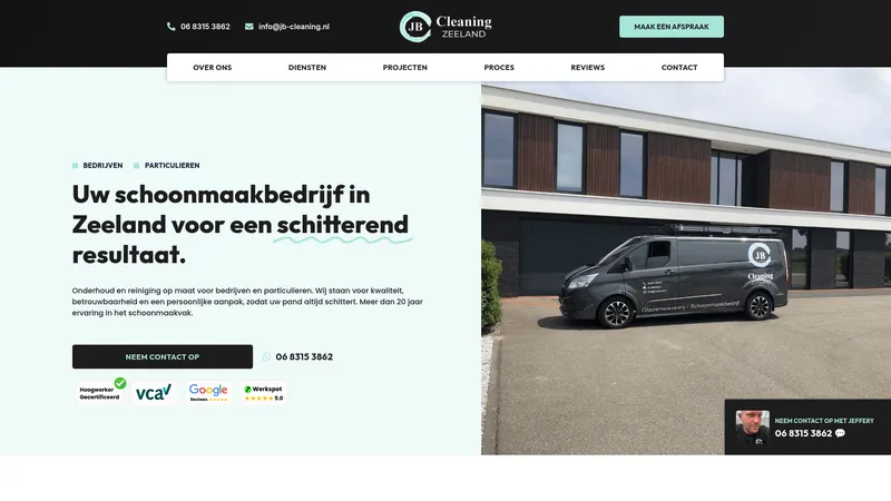Website van JB Cleaning