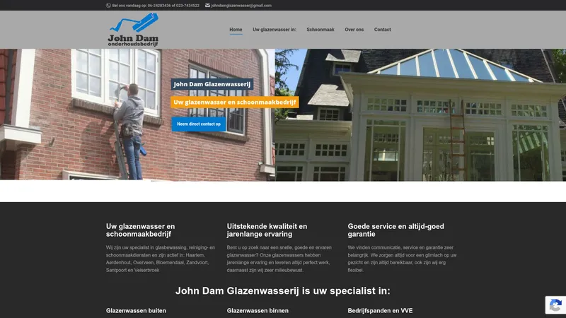Website van John Dam Glazenwasserij