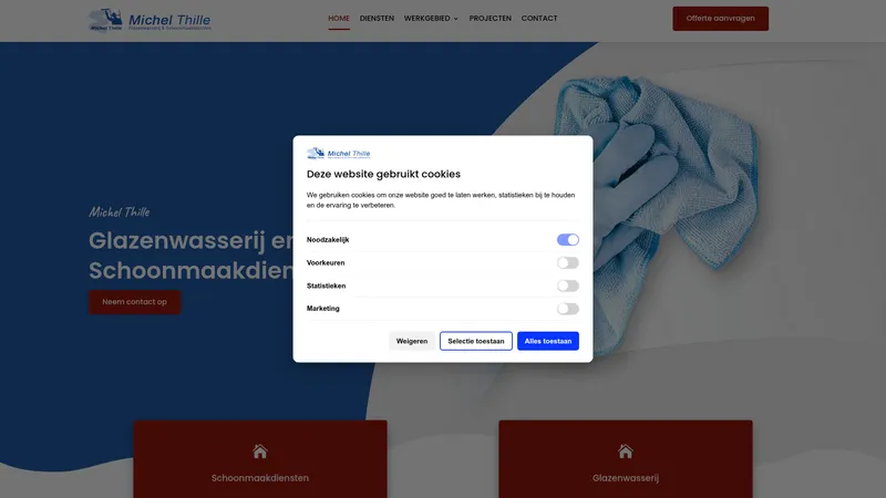 Website van Michel Thille Glazenwasserij & Schoonmaakdiensten