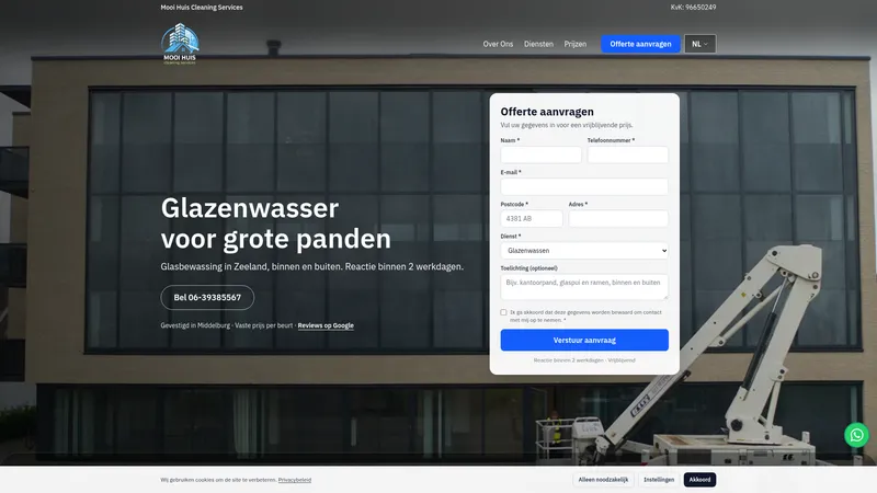 Website van Mooi huis cleaning services