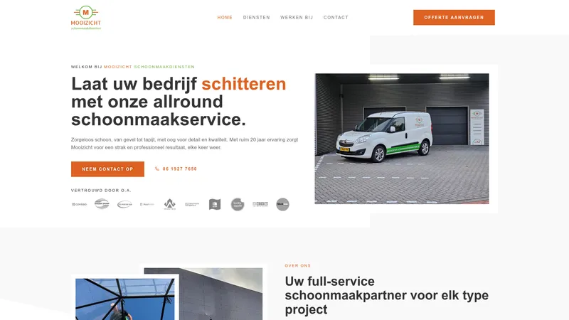Website van Mooizicht Schoonmaakdiensten & Glasbewassing
