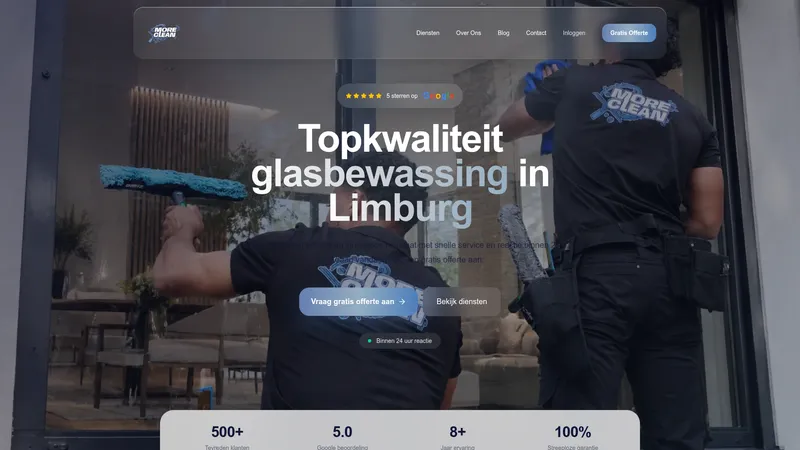 Website van MoreClean Glasbewassing