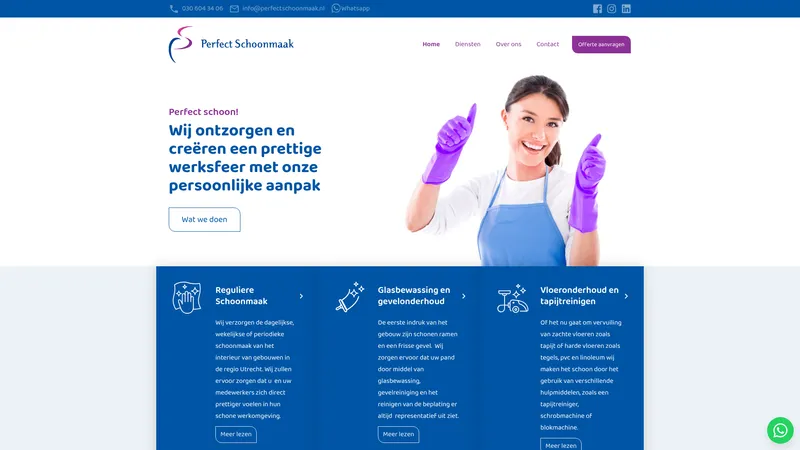 Website van Perfect Schoonmaakbedrijf BV