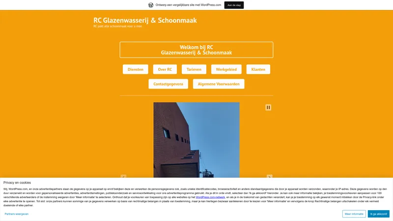 Website van RC Glazenwasserij & Schoonmaak
