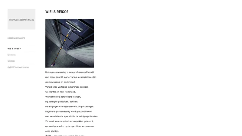 Website van Reico Glasbewassing en onderhoud