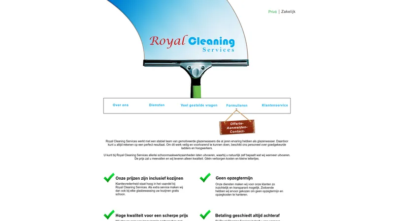Website van Royal Cleaning Services