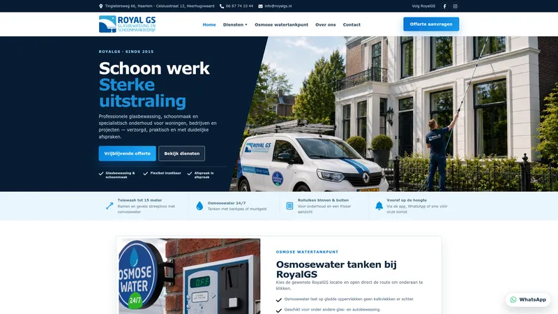 Website van Royal GS Glasbewassing en Schoonmaakbedrijf