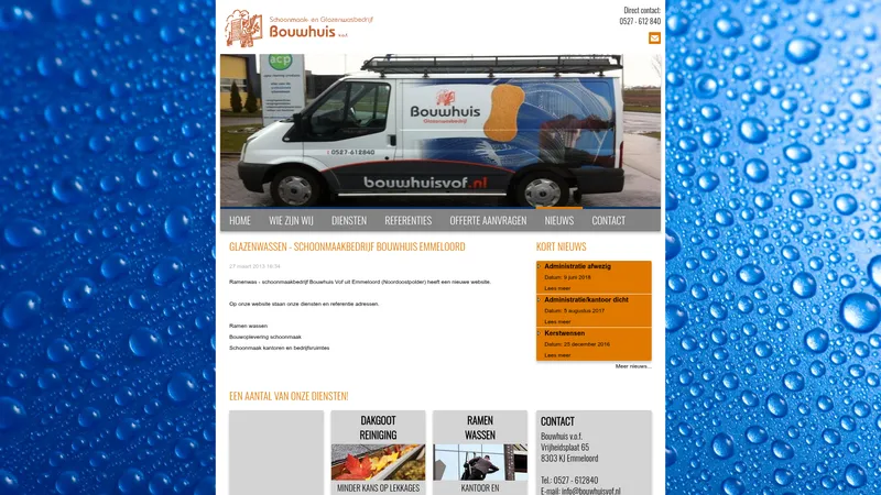 Website van Schoonmaak En Glazenwasbedrijf Bouwhuis