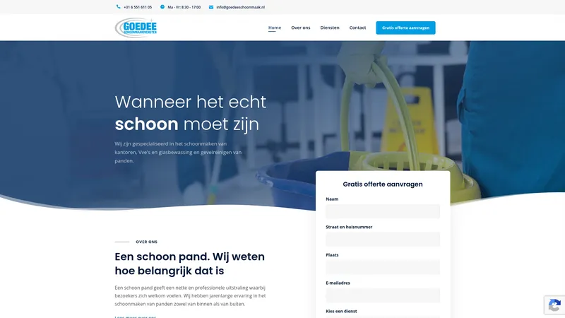 Website van Schoonmaak- en glazenwassersbedrijf Goedee