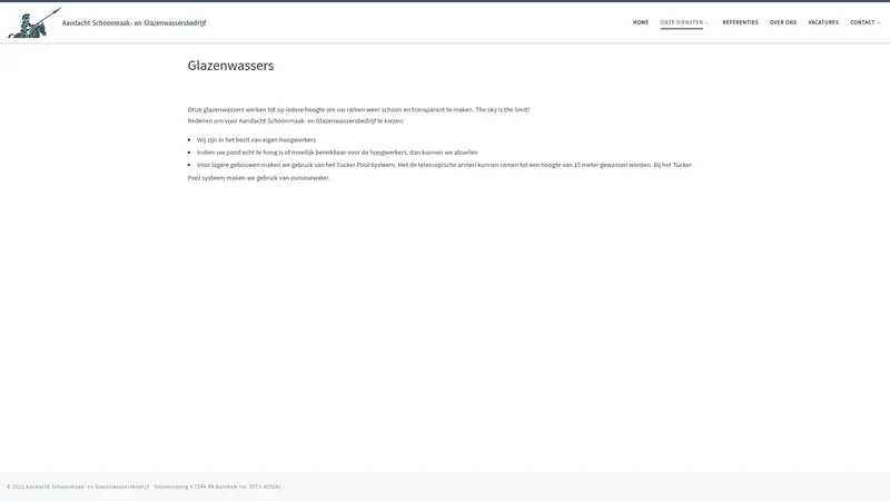 Website van Schoonmaak- en glazenwassersbedrijf Sly