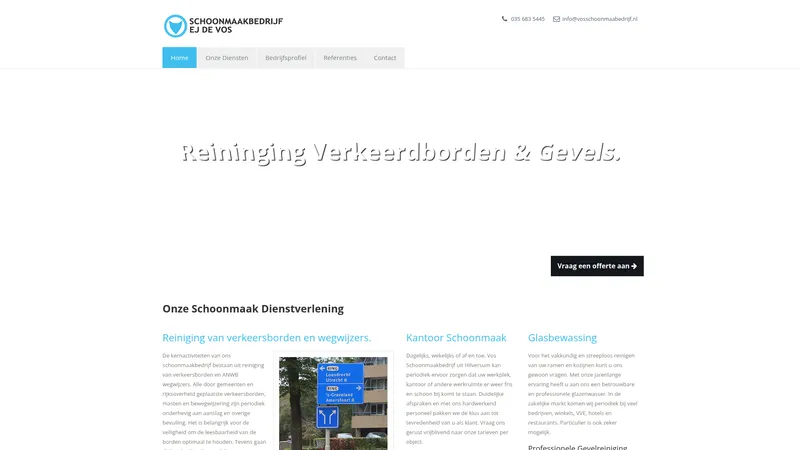 Website van Schoonmaak- & Glazenwassersbedrijf E.J. de Vos