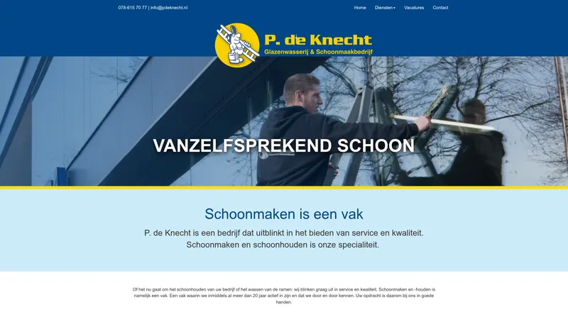 Website van Schoonmaakbedr./Glazenwasserij De Knecht V.O.F.