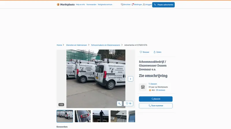 Website van Schoonmaakbedrijf Dassen