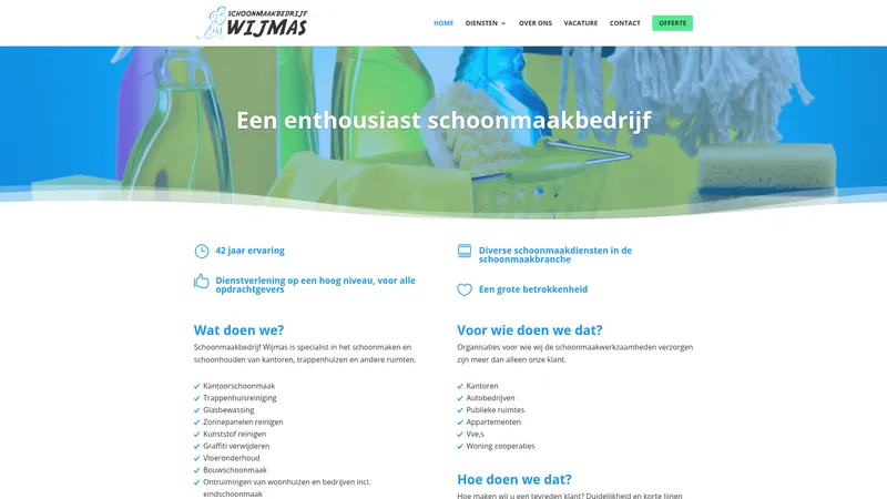 Website van Schoonmaakbedrijf en Glazenwasserij "Wijmas"