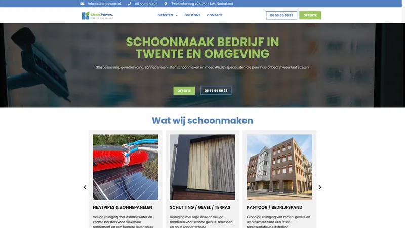 Website van Schoonmaakbedrijf & Glazenwasser Cleanpowerrr