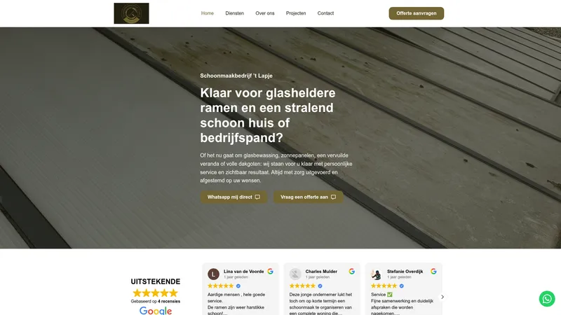 Website van Schoonmaakbedrijf ‘t Lapje