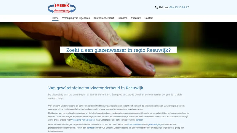 Website van Smeenk Glazenwassers- En Schoonmaakbedrijf
