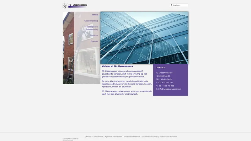 Website van TD Glazenwassers