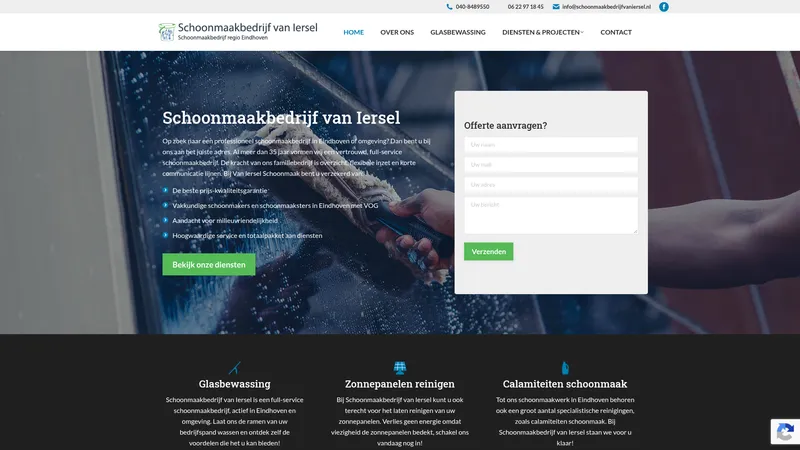 Website van Van Iersel Schoonmaakbedrijf en Glazenwasser