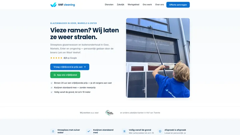 Website van VHF Cleaning