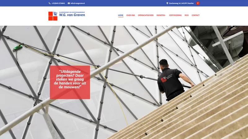 Website van W.G. van Graven Glazenwasser- en Schoonmaakbedrijf